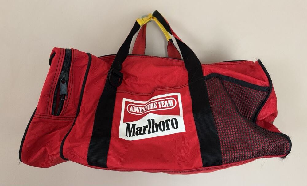 Marlboro Adventure Team Red/Black Large 25L Nylon Duffle Bag Mesh Pocket Zip